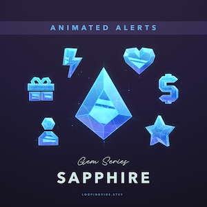 ALERTAS DE SAPPHIRE: Animación: transmisión en Twitch, suscripción, seguimiento, aplausos, obsequios, incursiones, presentación y donaciones con sonido de alerta adicional