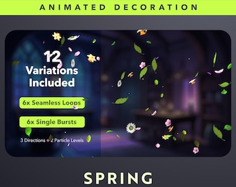 Superpositions de fleurs et de feuilles printanières pour le streaming Twitch : décorations animées ou alertes plein écran