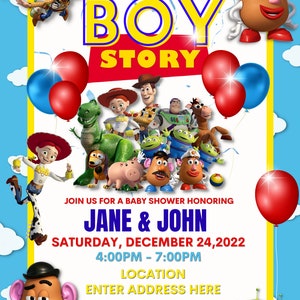 A Boy Story Baby Shower Flyer Editable Template