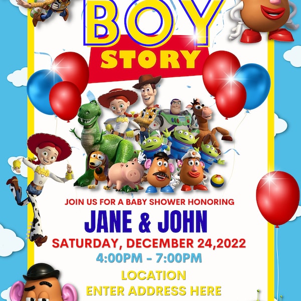 A Boy Story Baby Shower Flyer Editable Template