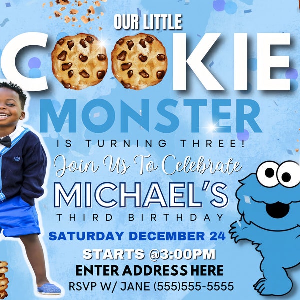 Cookie Monster Birthday Flyer Editable Template