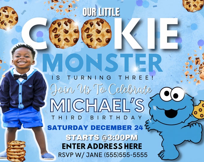 Cookie Monster Treat Box, Sesame Street Favor Bag, Cookie Monster Party Decorations, Elmo