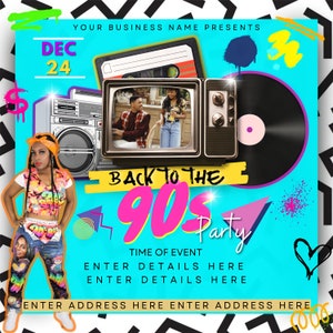 90’s Themed Birthday Party Editable Template
