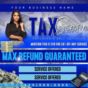 2023 Blue Tax Preparation Flyer Editable Template