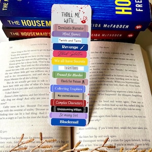 Psychological Thriller Tropes Book Stack Bookmark / Thriller bookmark / Thriller reader / Book Club