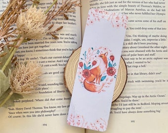 Floral Fox Bookmark/Wild Fox/Cute Fox/Forest Fox/Floral Animal Bookmark
