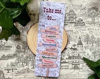 Take me to....fantasy world signpost bookmark/Fantasy readers/Fantasy bookmark