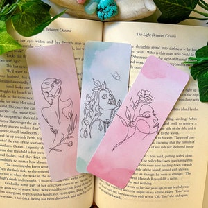 Line Art Woman Bookmark: Watercolor Style