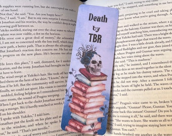 Death by TBR Bookmark | Skull and Books, Reader Gift