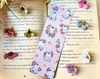 Groovy Ghosts Bookmark: Retro Floral Halloween Reader Gift