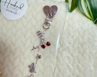 Kindle/Kobo Charm Chain – Silver Coquette Teddy Bear, E-reader Accessory