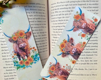 Highland Cow booksmark/cow bookmark/sunflower bookmark/animal bookmark/