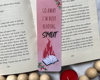 Go Away I'm Busy Reading Smut/double sided bookmark/ stocking stuffer/books /book gift/romance