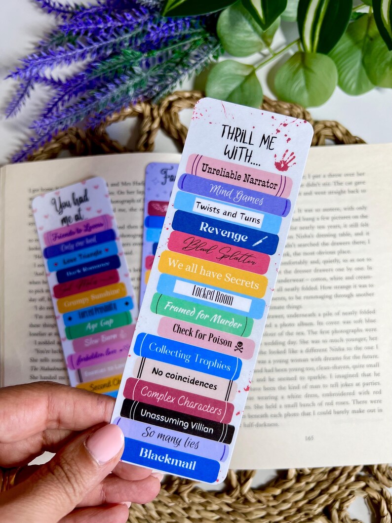 Complex Bookmarks Psychological Thriller Tropes Bookmark: Book Stack Reader Gift - Etsy