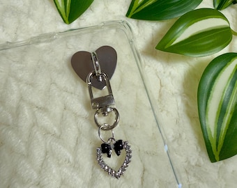 Kindle/Kobo Charm Clip: Silver Heart and Bow E-reader Accessory