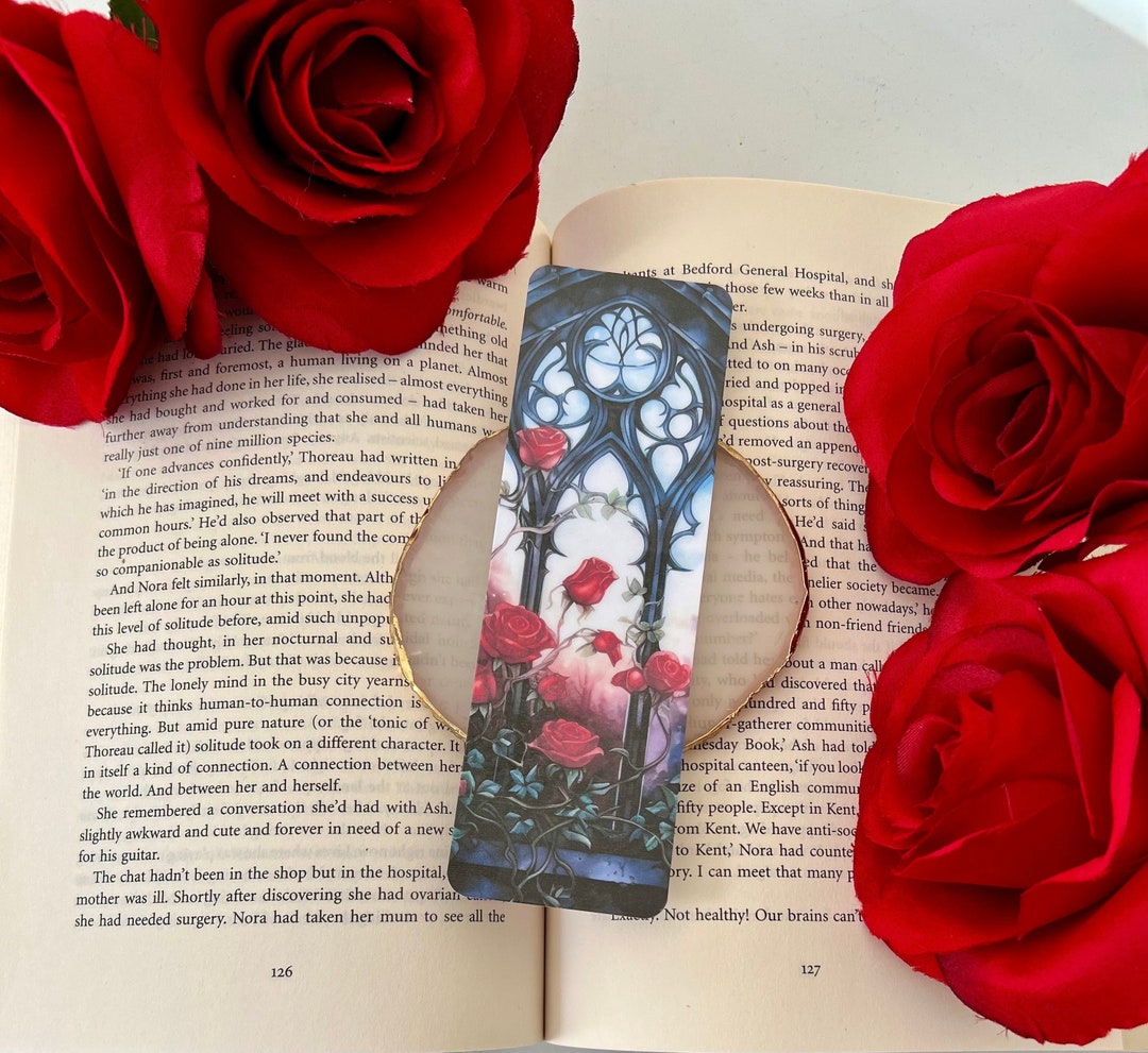 Gothic Window Bookmark: Red Roses, Dark Romance - Etsy