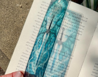 Transparent Stained Glass Window Style Dragon Sword Bookmark