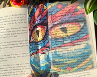 Marque-page oeil de dragon style vitrail transparent