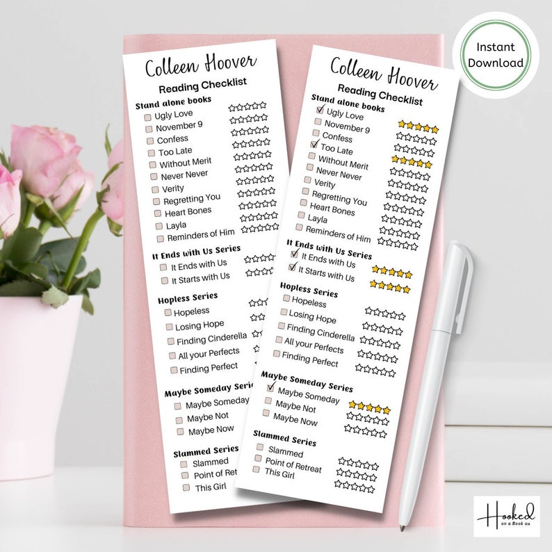 Colleen Hoover Digital Bookmark Reading Checklist/ Printable - Etsy UK