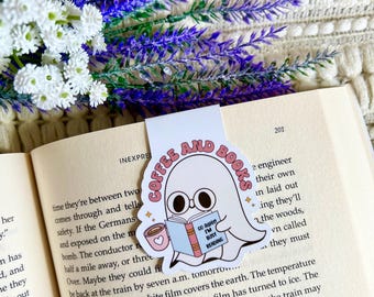 Marcador magnético Ghost Coffee and Books: presente de Halloween para leitores