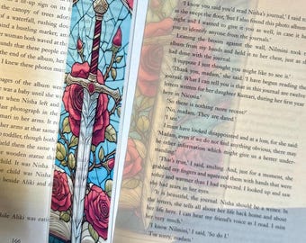 Transparent Stained Glass Window Style Sword Bookmark