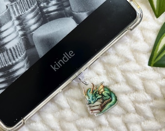 Book Dragon Acrylic Kindle/Kobo Charm: Fantasy E-reader Accessory