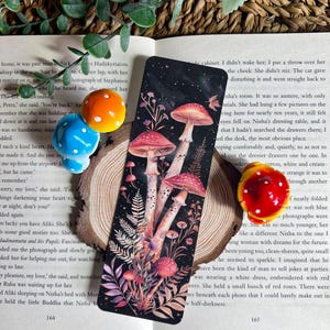Twilight Mushrooms Bookmark: Whimsical Reader Gift