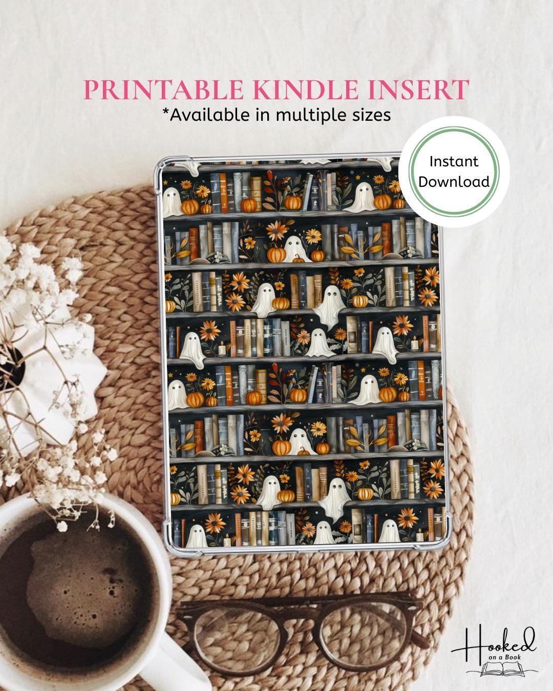 Ghost Bookshelf Printable Kindle Insert / Digital Download - Etsy