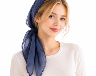 Lightweight Sheer Cotton Linen Scarf for Women, Elegant Square Neck Head Scarf, Soft Spring Summer Shawl Wrap Fashion Gift,women scarf