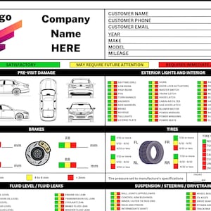 Professional 100+ Points Vehicle Inspection Form, Inspection sheet, Yearly inspection form, Car safety inspection.