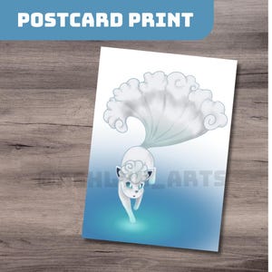 Impression de carte postale de renard d'hiver