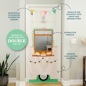 Tienda de juegos infantil con forma de camión de comida, juguete para juegos de imaginación, casita de juegos con cocina, tela lavable. imagen 5