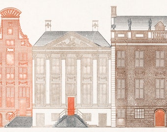 Dutch Houses | Vintage 19th Century Art | Digital Download | Amsterdam Canal Houses