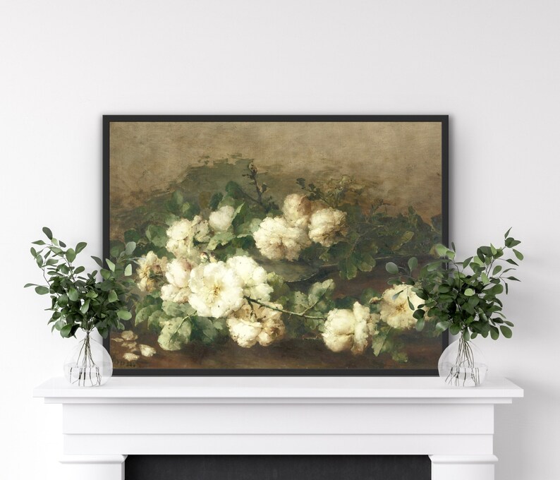19th Roses White Roses Vintage 19th Century Art | Digital Download | - Etsy