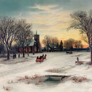 Christmas Eve Sleigh Ride | Vintage 19th Christmas Art | Digital Download