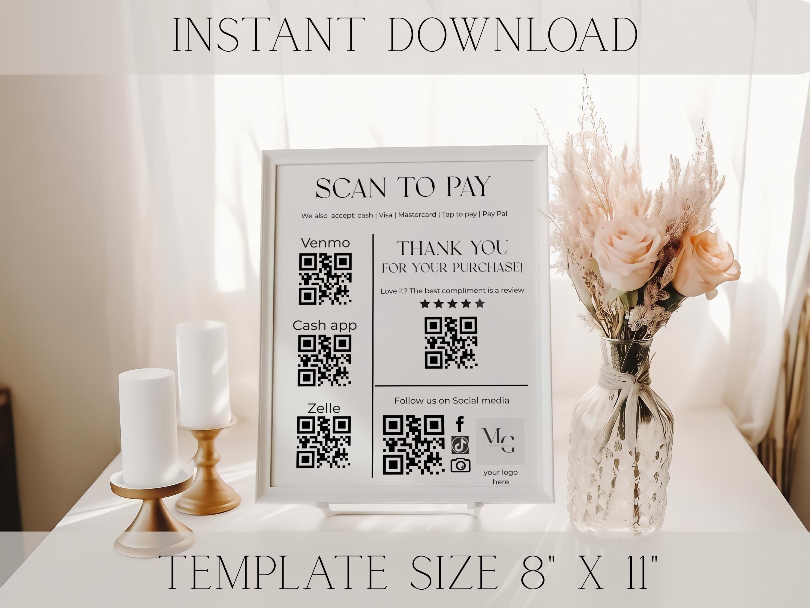 Scan to Pay Editable QR Code Template Sign | for Small Business ...