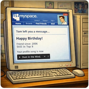 Funny 40th Birthday Card | MySpace Nostalgia Card | Retro Internet Humor | Millennial Birthday Card