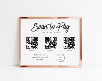 QR Code Sign Template, Small Business, Social Media (Editable Canva Template)