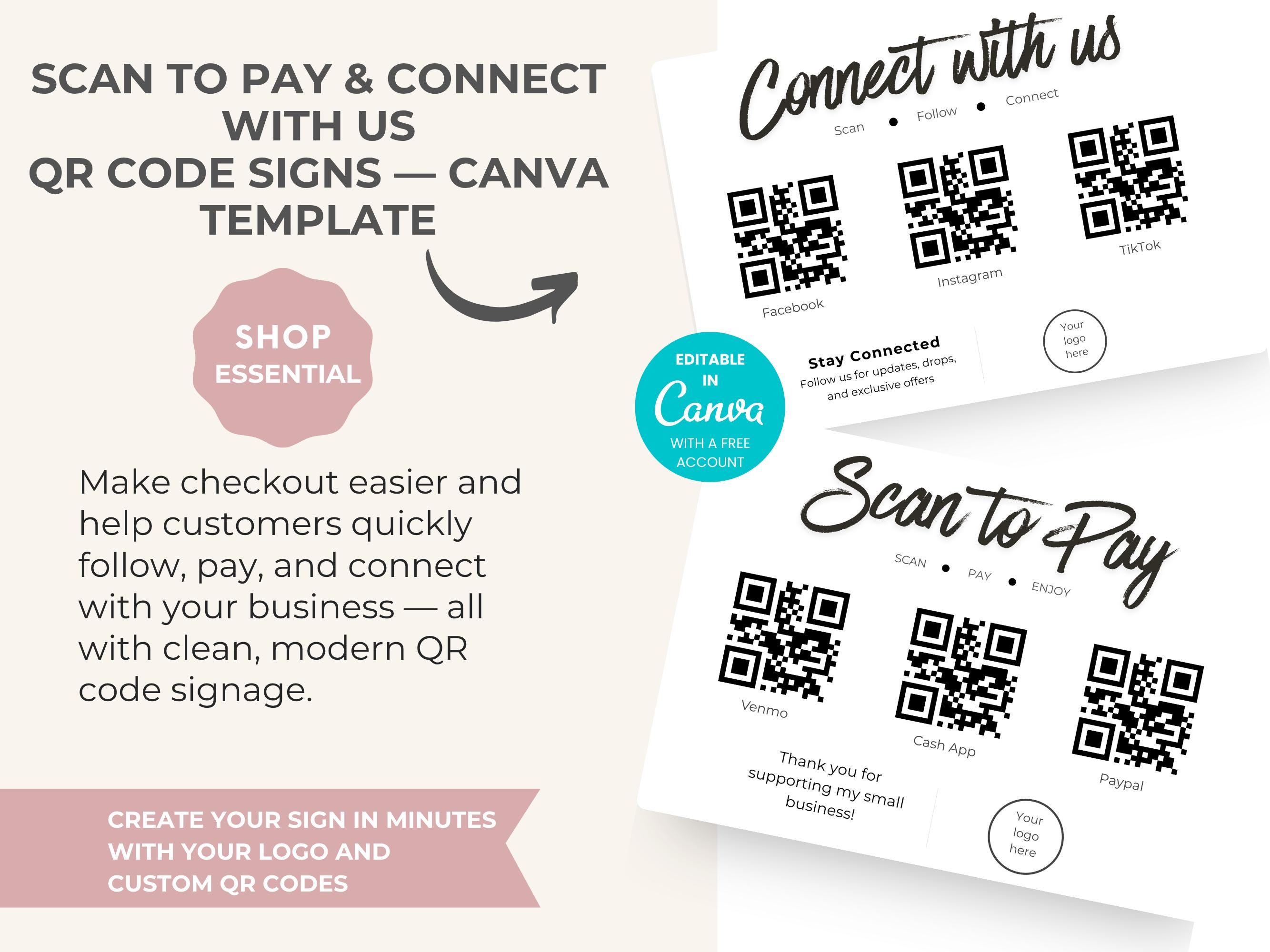 Sign In Qr Code Example QR Code Sign Template, Small Business, Social Media (editable Canva ...