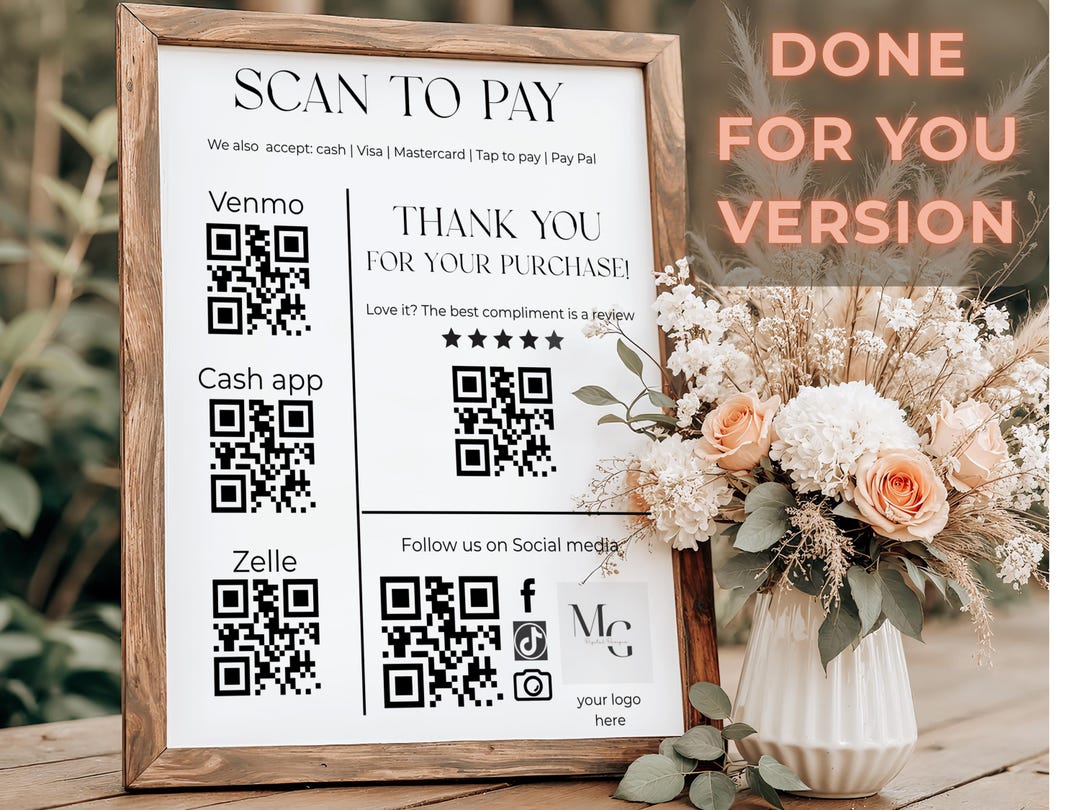 Scan to Pay Editable QR Code Template Sign | for Small Business ...