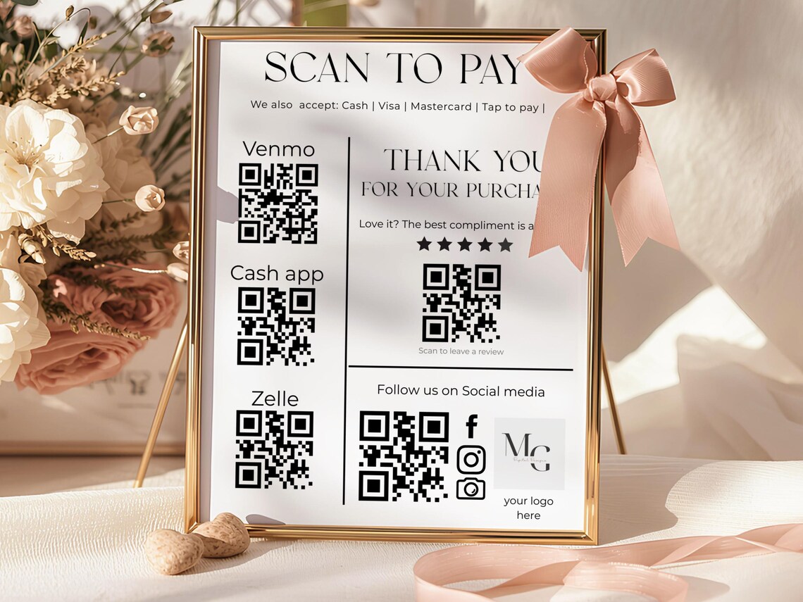 Scan to Pay Editable QR Code Template Sign | for Small Business ...