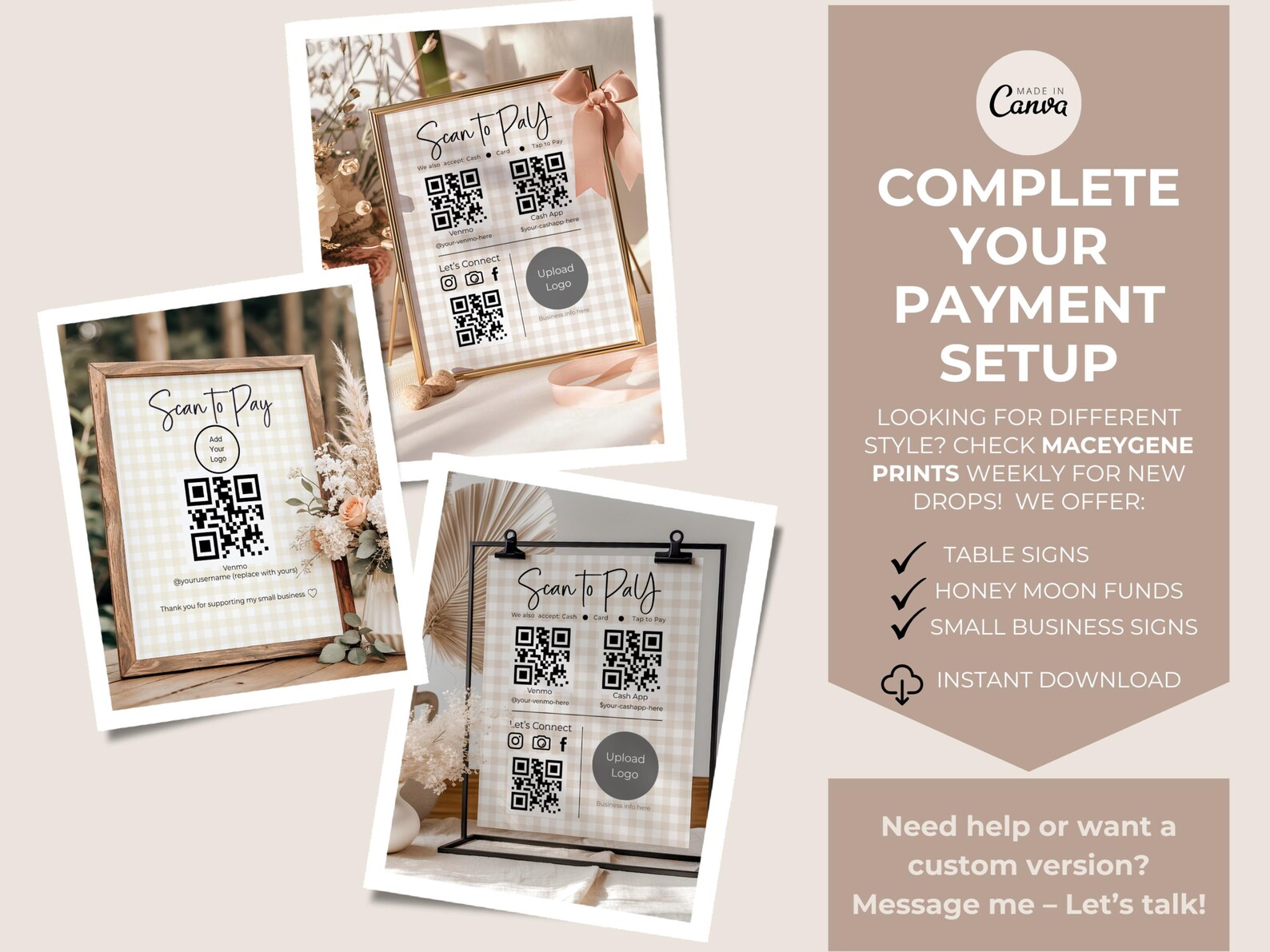 Scan to Pay Editable QR Code Template Sign | for Small Business ...