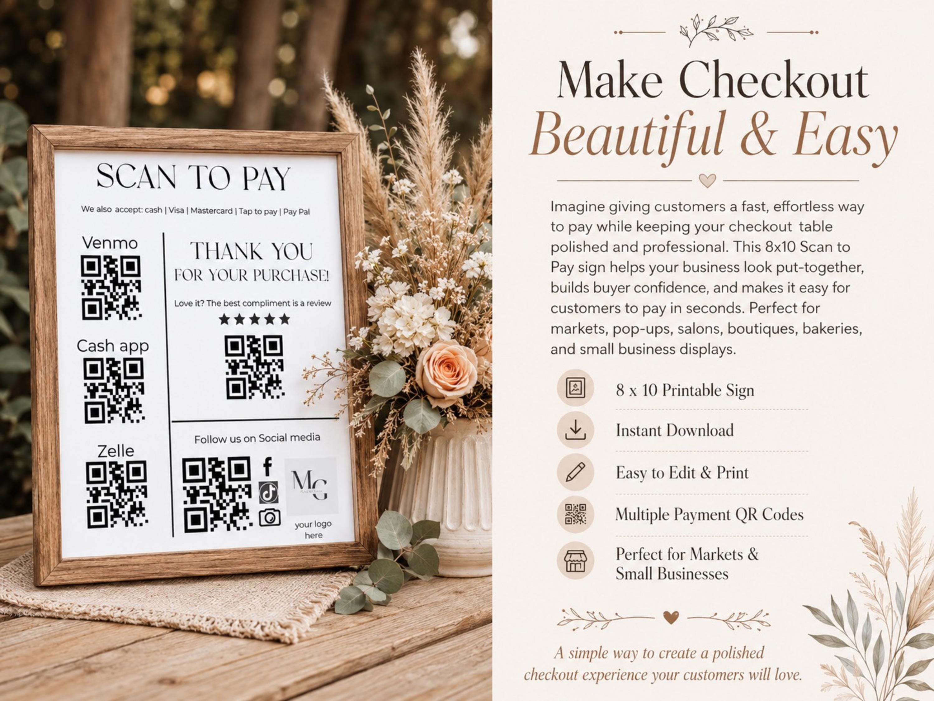 Scan to Pay Editable QR Code Template Sign | for Small Business ...
