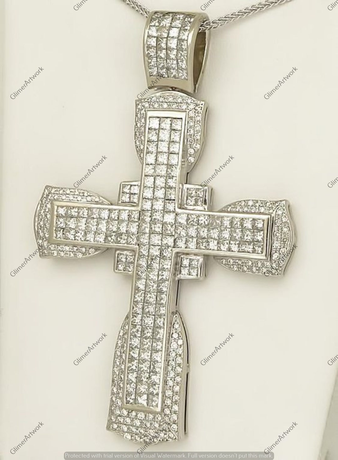 Princess Cut Pendant, Diamond Pendant, Custom Cross Pendant, Hip Hop ...