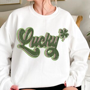 Lucky script png | Lucky Varsity Png | St Patrick&#39;s Day Varsity Png| Lucky Vibes Png | Retro St.Patrick&#39;s Day hand drawn