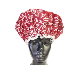 DST Shower Cap: Delta Sigma Theta, Black & Red, Double Layer