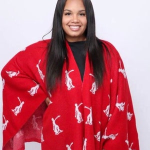 Delta Sigma Theta DST FORTITUDE LADY Print Red & White, Cozy Wrap/cape/shrug/poncho For Women,Size Fits All, Stylish.