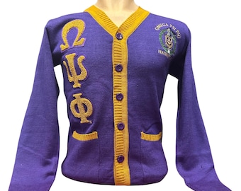 Omega Psi Phi (ΩΨΦ) Fraternity, Purple & Old gold Sweater/Cardigan- stay warm in Style