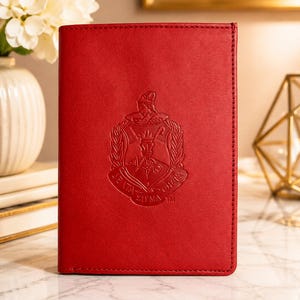 Delta Sigma Theta Sorority Passport Cover: Red Faux Leather