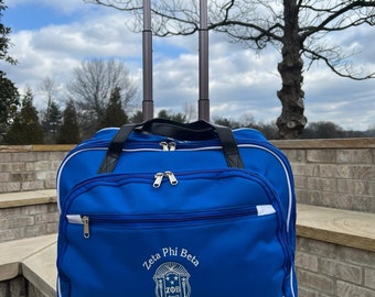 Zeta Phi Beta (ZOB) Blue & White  color Laptop with Trolley- Luggage/cabin Bag for travelling.- authorized vendor